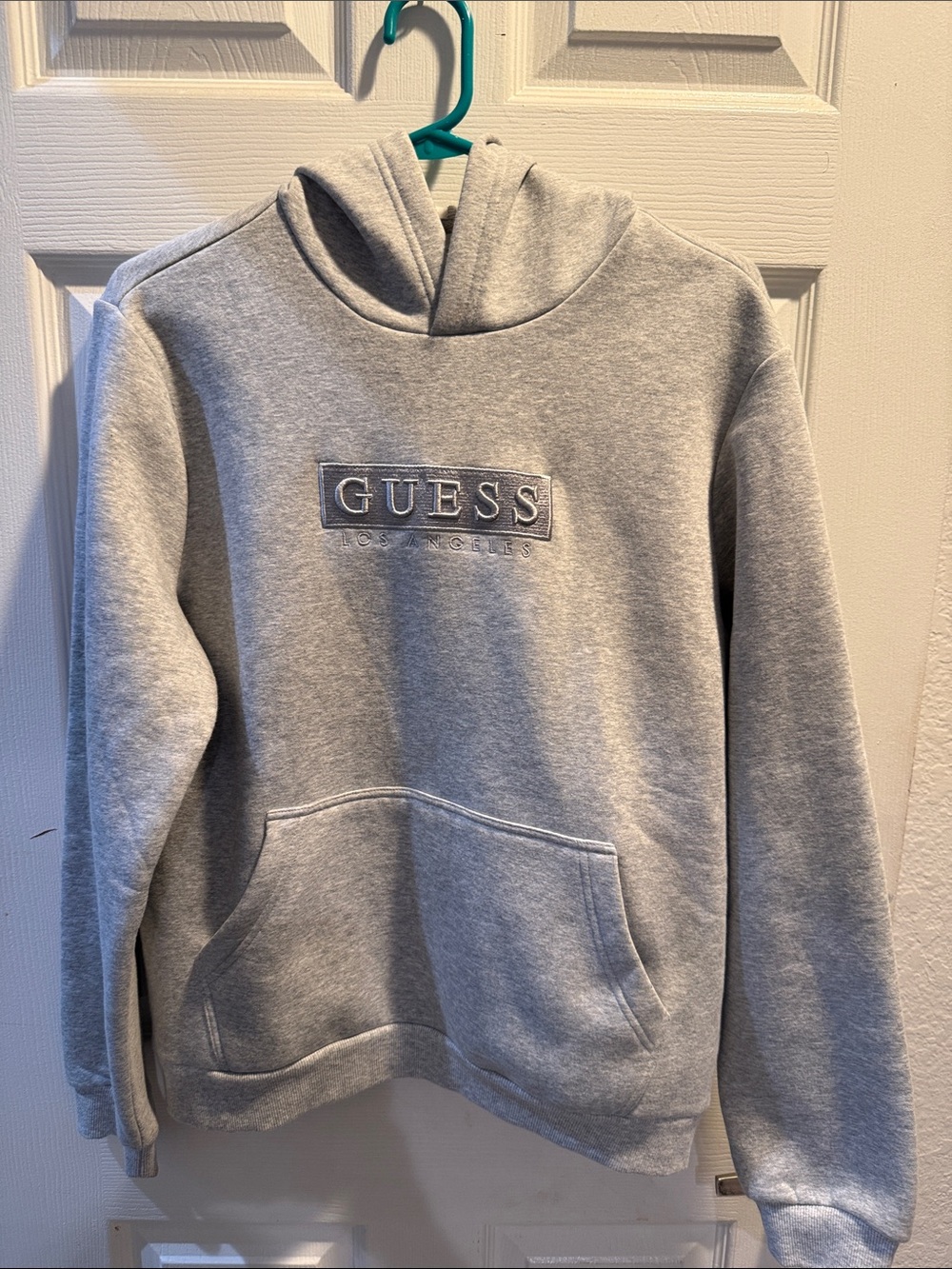 Guess Light Gray Crewneck Logo Hoodie. Never worn sacrifice!